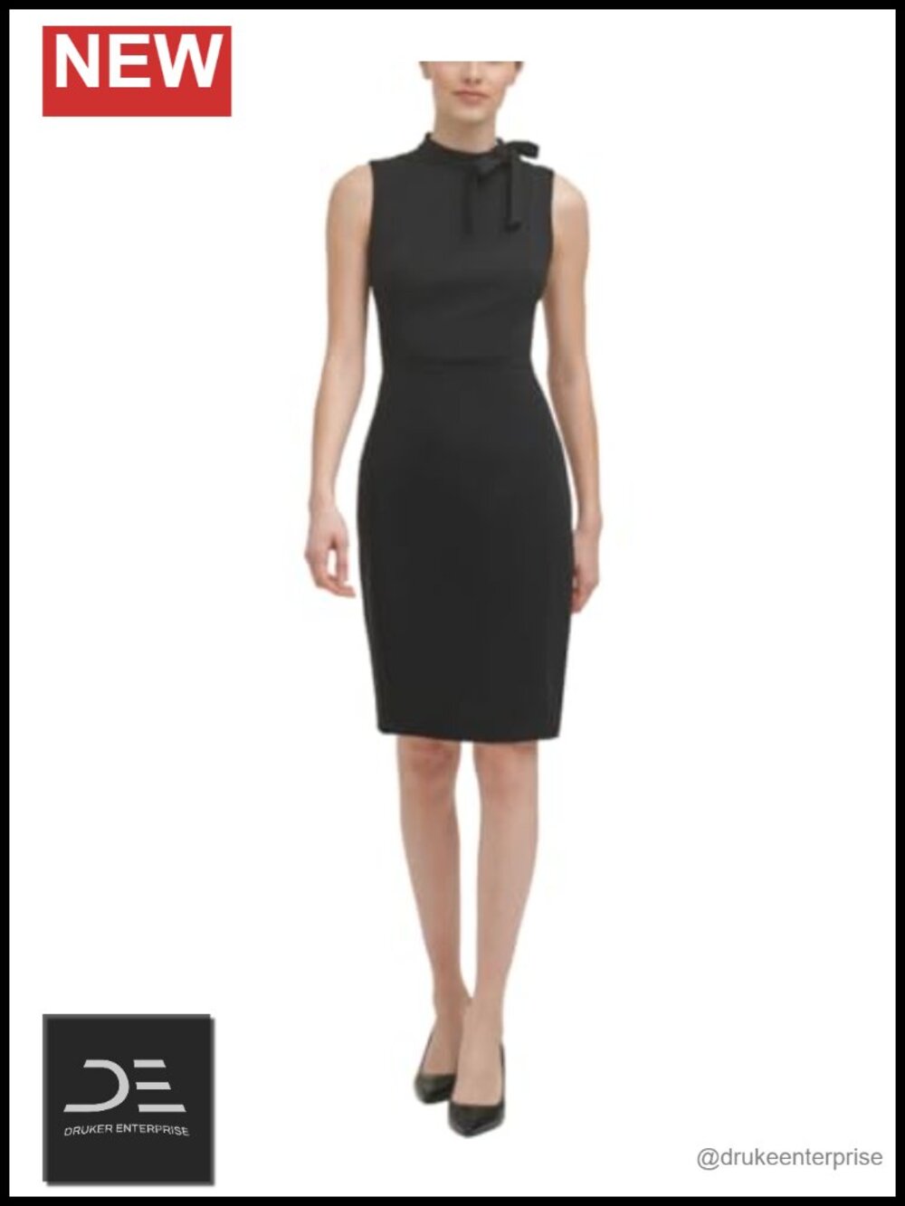 Women Sheath Dress Tie Neck Mock Neck Semi-Formal